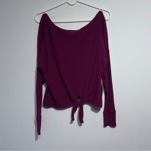 Abercrombie & Fitch Burgundy Off-Shoulder Tie-Front Top Medium